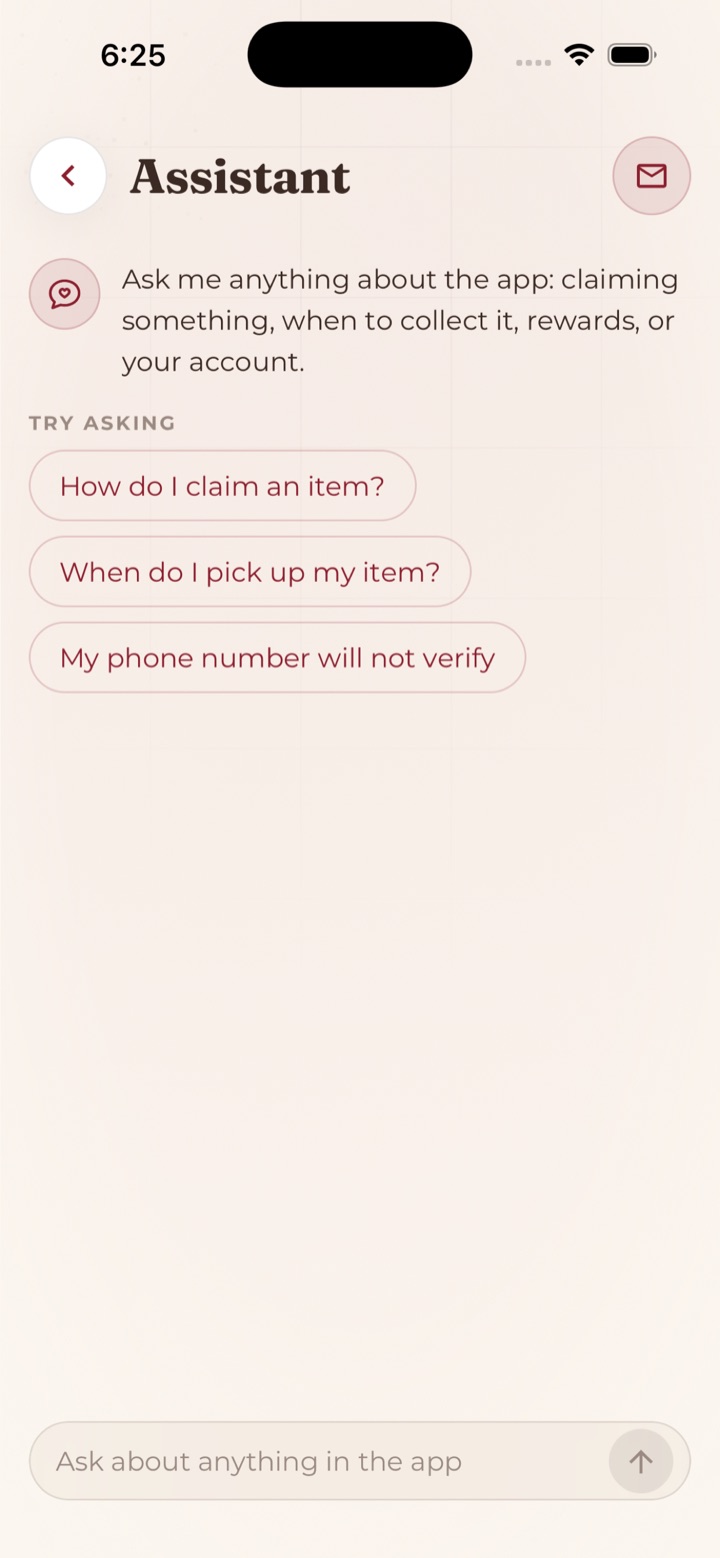 The Community Closet app screen: ask the assistant